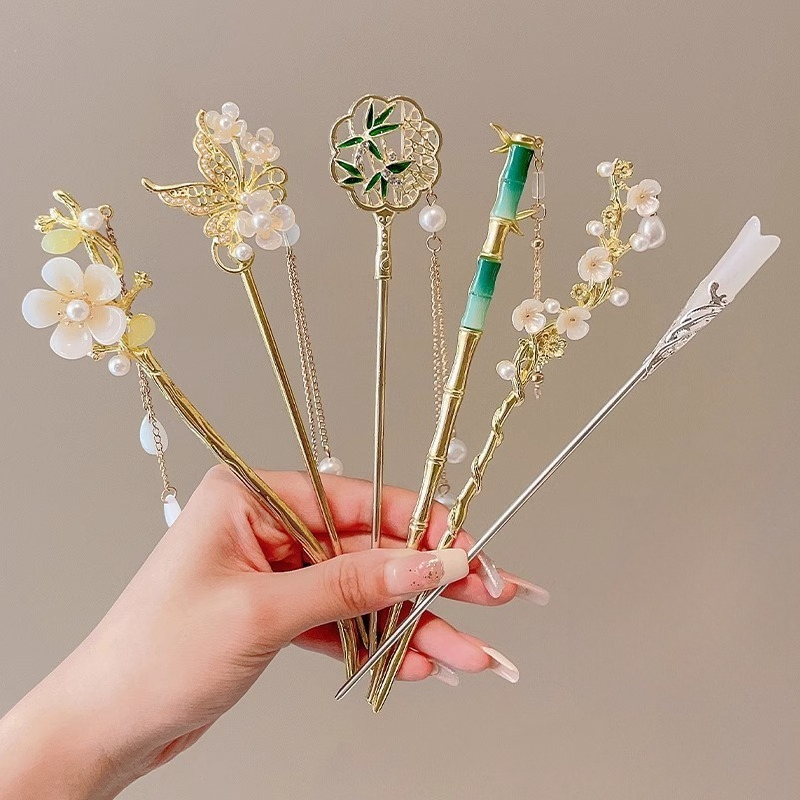 Hair Fork Stick - Metal Hairpins Elegant Temperament Simple Chinese