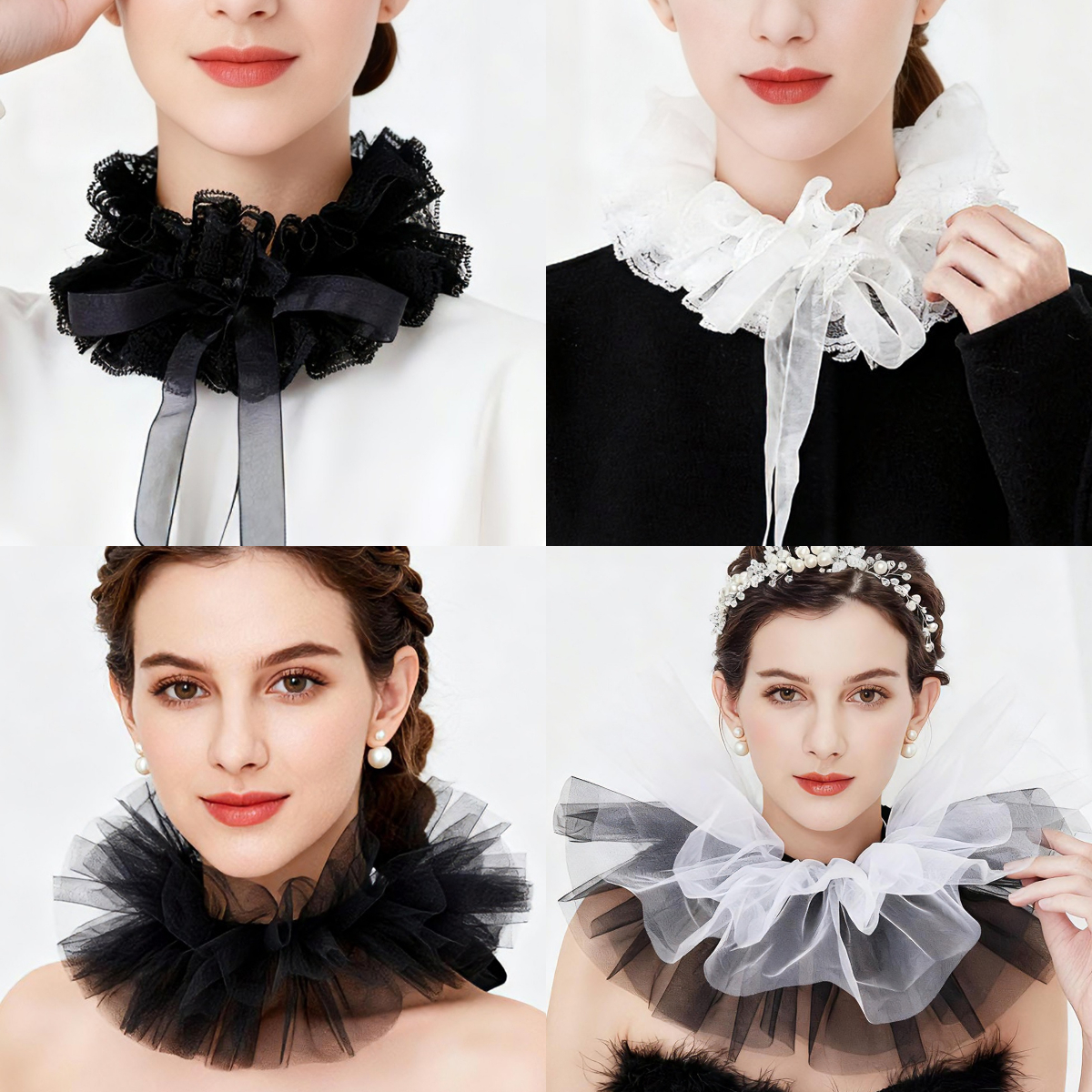 Women'S Victorian Accessories - Fashion Tulle Ruffle Collar For Women