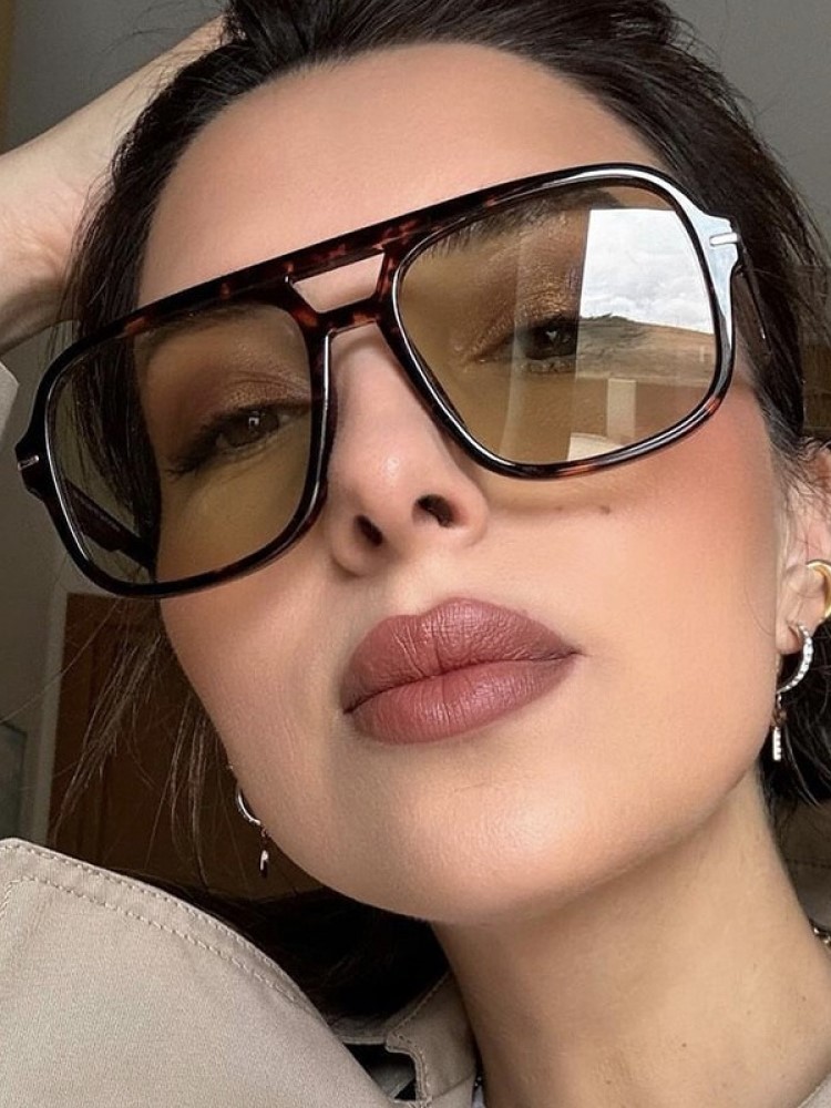 Sunglasses Oversized Square - Fashion Square Rivet Large Frame Sunglasses