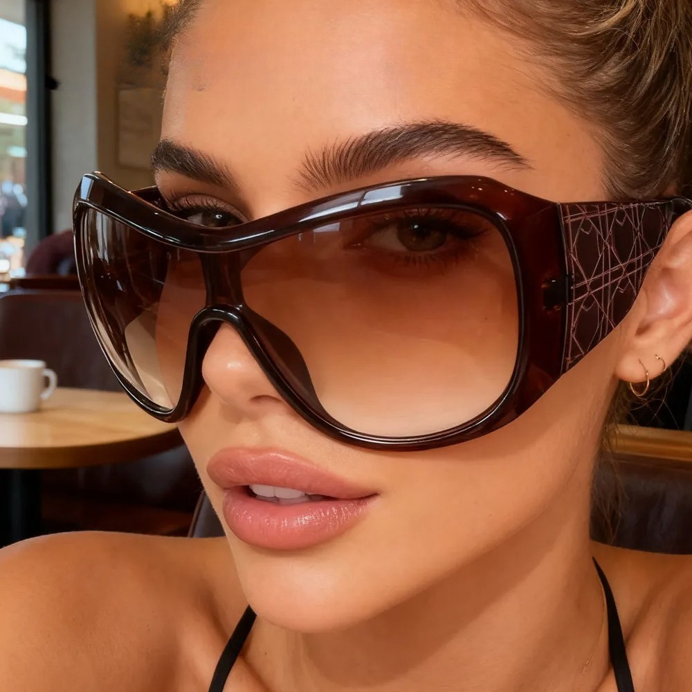 Sunglasses Oversized Square - One Piece Oversized Y2K Sunglasses for
