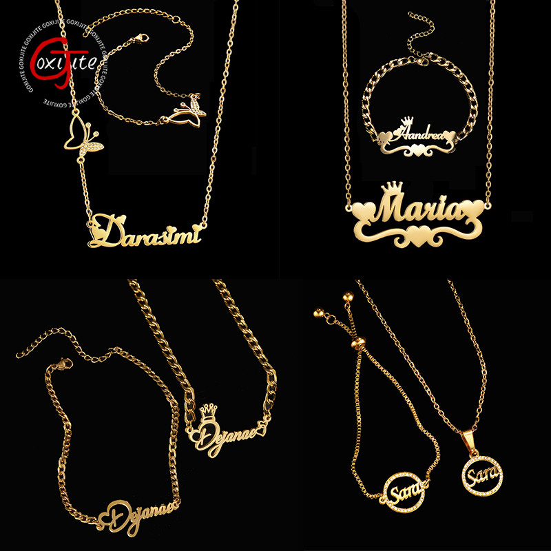 Women Accessories Gift Set - Goxijite Customize Name Necklace A Set