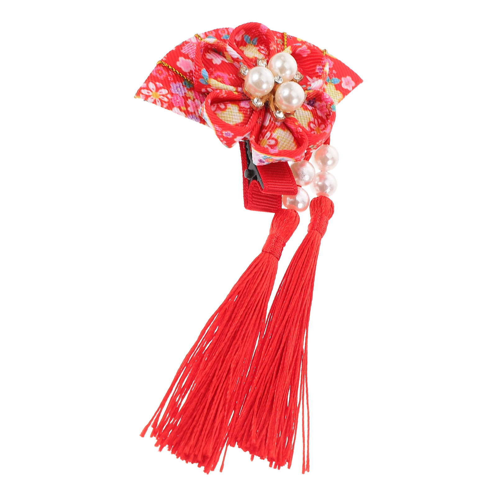 Women'S Kimono Accessories - Fan Hair Clip Tassel Japanese Style