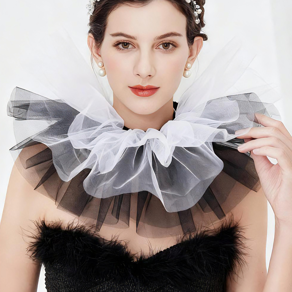 Fashion Tulle Ruffle Collar Fo – Women'S Victorian Accessories recenzja i cena