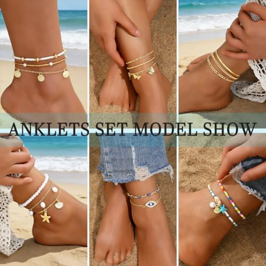 21PCS Ankle Bracelets for Wome – Beaded Anklet Chain recenzja i cena