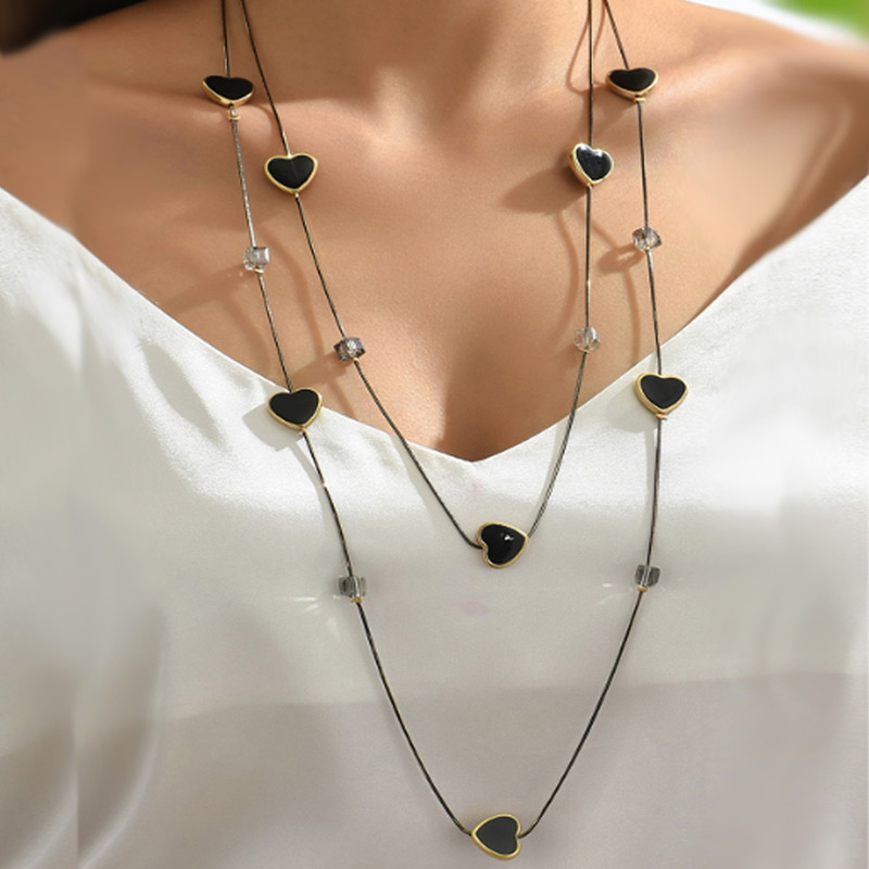 Multi Layers Black Beads Chain – Women Jewelry Accessories For Black Dress recenzja i cena