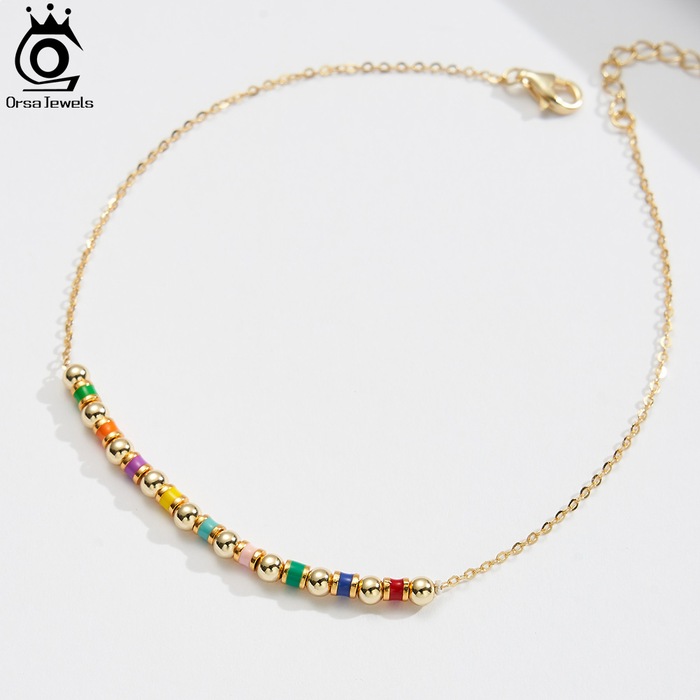 ORSA JEWELS 925 Sterling Silve – Beaded Anklet Chain recenzja i cena