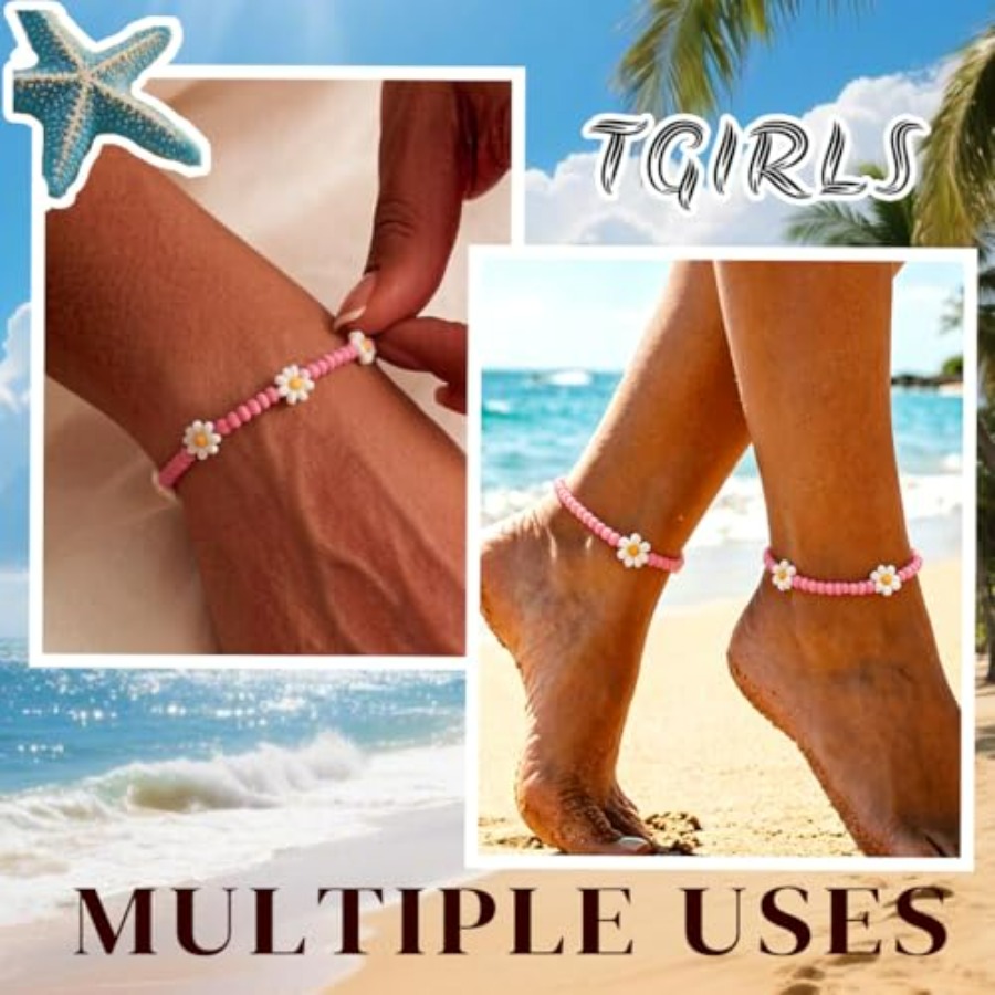 Boho Ankle Bracelets for Women – Beaded Anklet Chain recenzja i cena
