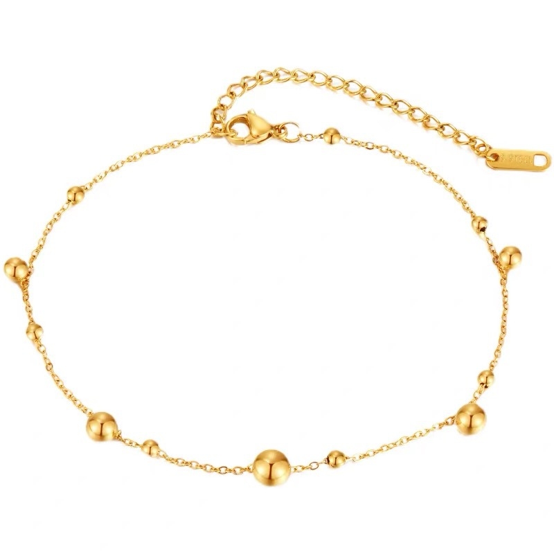 18k gold ball round bead ankle – Beaded Anklet Chain recenzja i cena