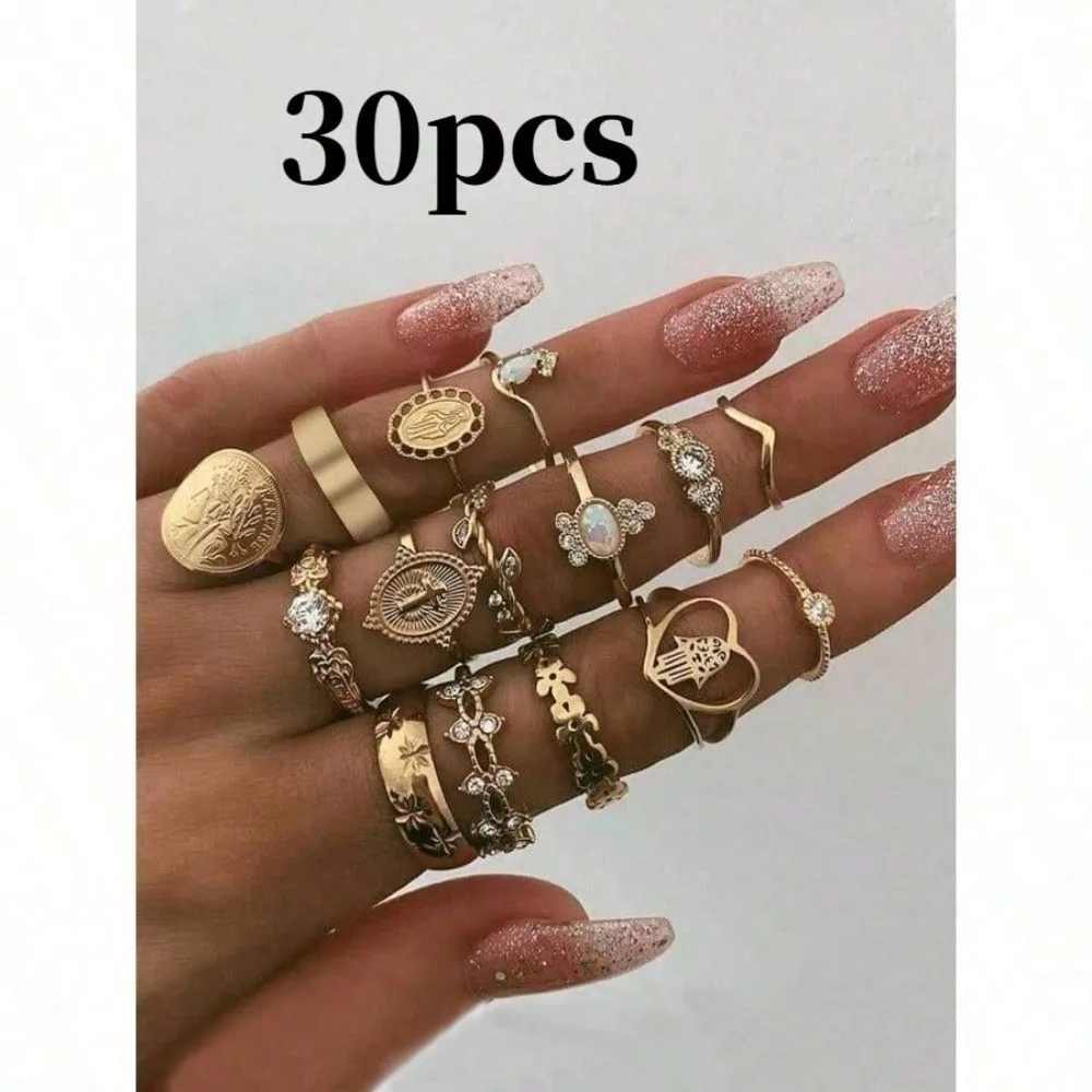 30Pcs Dainty Pattern Hair Ring – Women'S Accessories Rings recenzja i cena