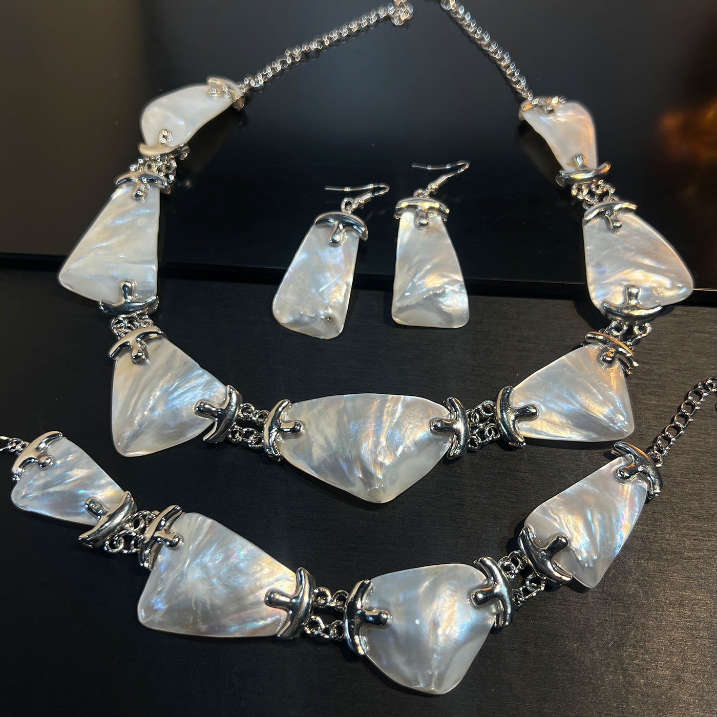 Set Jewelry Abalone white blac – Women Jewelry Accessories For Black Dress recenzja i cena