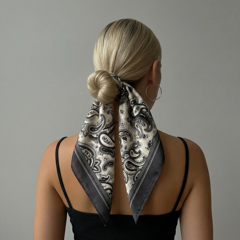 Luxury Satin Square Scarf Pais – Women'S Accessories For Neck recenzja i cena