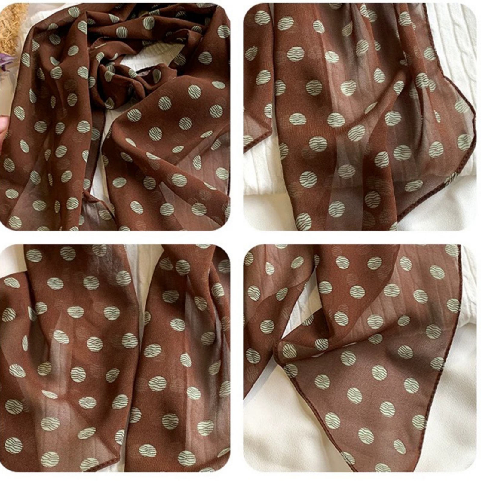 Vintage Polka Dot Chiffon Scar – Women'S Accessories For Neck recenzja i cena
