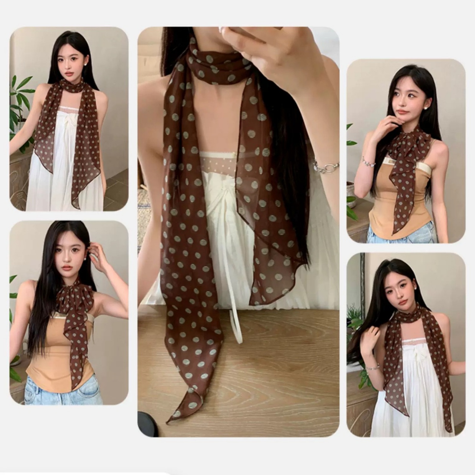 Vintage Polka Dot Chiffon Scar – Women'S Accessories For Neck recenzja i cena