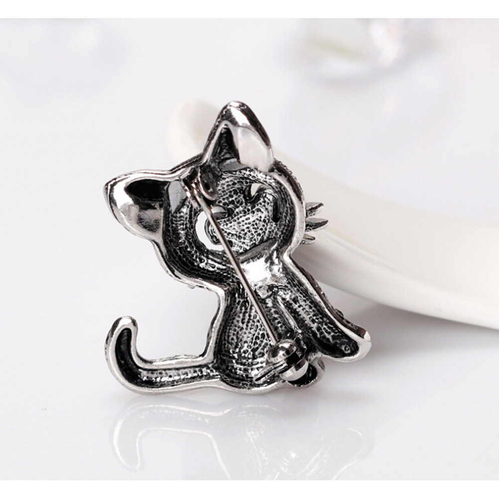 Sparkling Rhinestone Cat Brooc – Women Jewelry Accessories For Black Dress recenzja i cena
