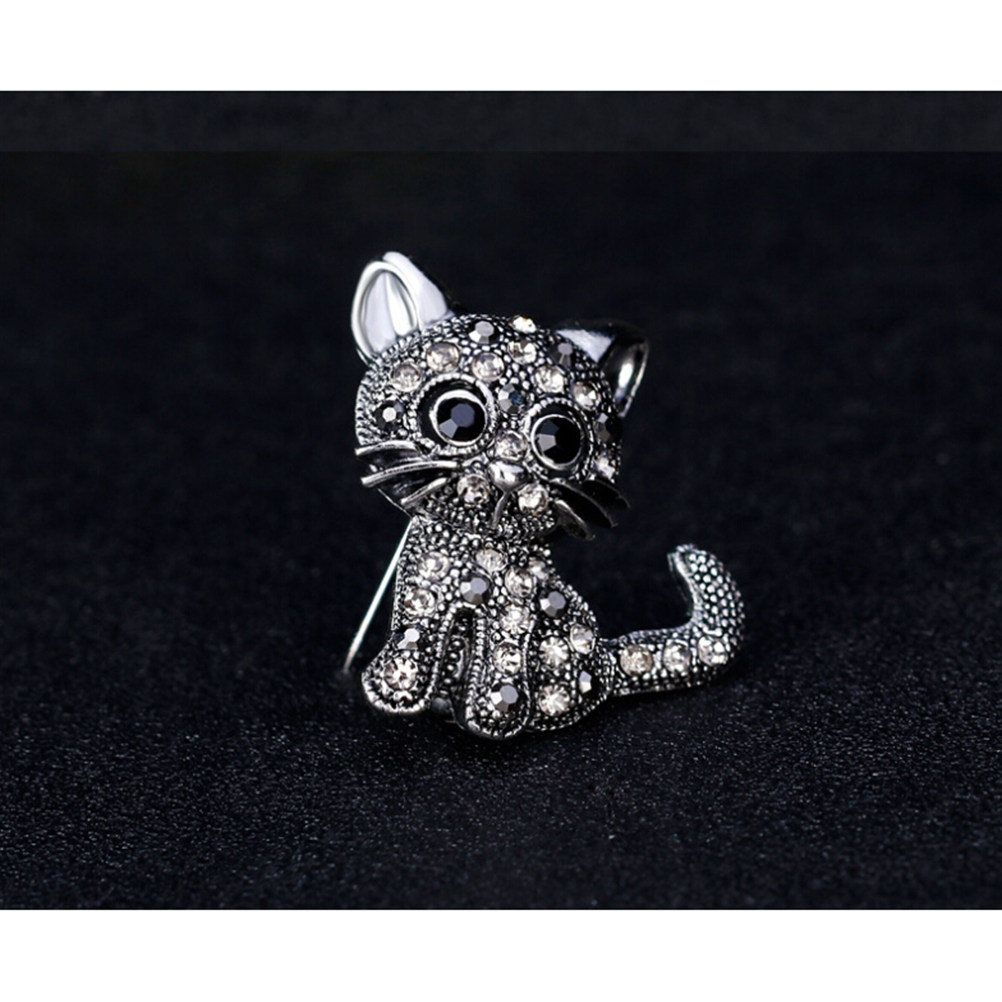 Sparkling Rhinestone Cat Brooc – Women Jewelry Accessories For Black Dress recenzja i cena