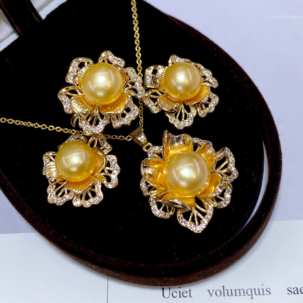 one Set freshwater pearl yello – Women Accessories Gift Set recenzja i cena