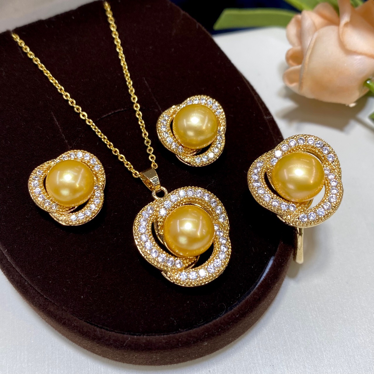one Set freshwater pearl yello – Women Accessories Gift Set recenzja i cena