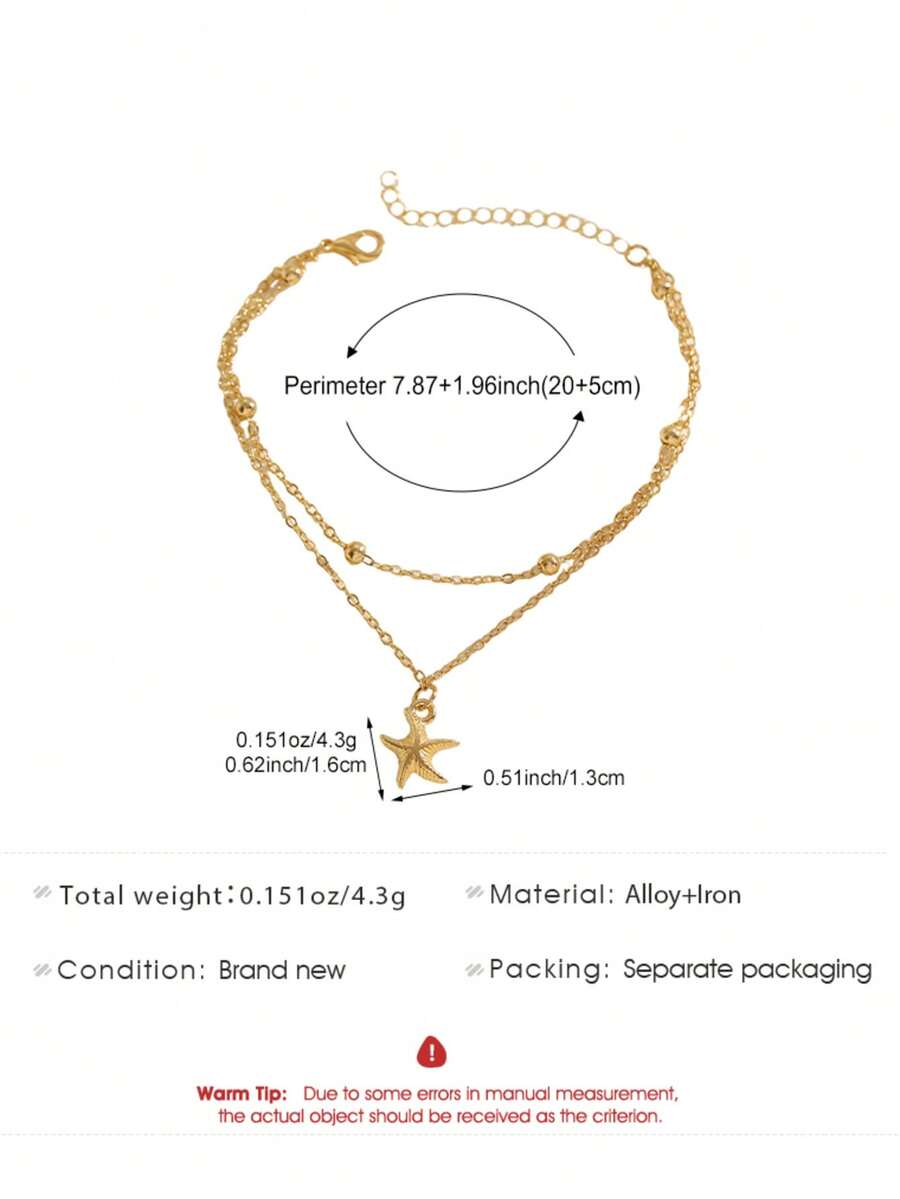 Gold Double-Chain Seahorse Ank – Beaded Anklet Chain recenzja i cena