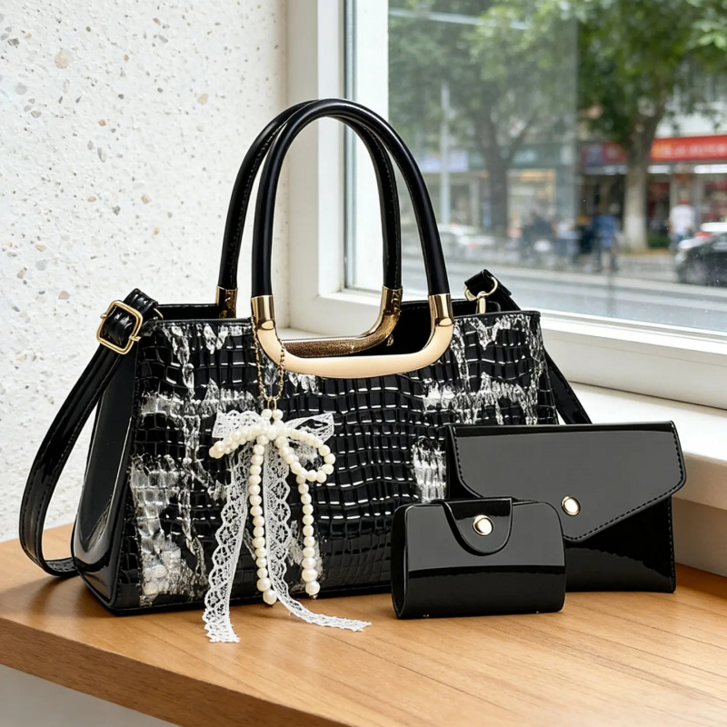 Women's Handbag Set, Crocodile – Women Accessories Set recenzja i cena