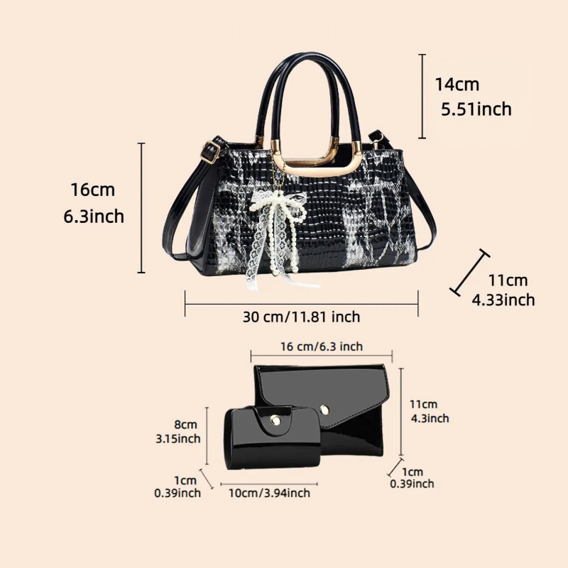 Women's Handbag Set, Crocodile – Women Accessories Set recenzja i cena