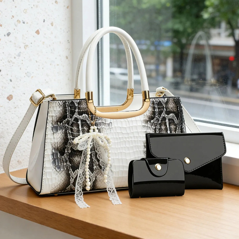 Women's Handbag Set, Crocodile – Women Accessories Set recenzja i cena