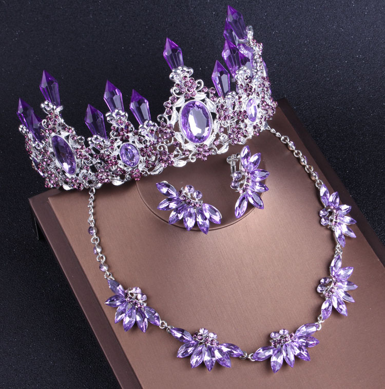Noble Purple Crystal Bridal Je – Women Jewelry Accessories For Black Dress recenzja i cena