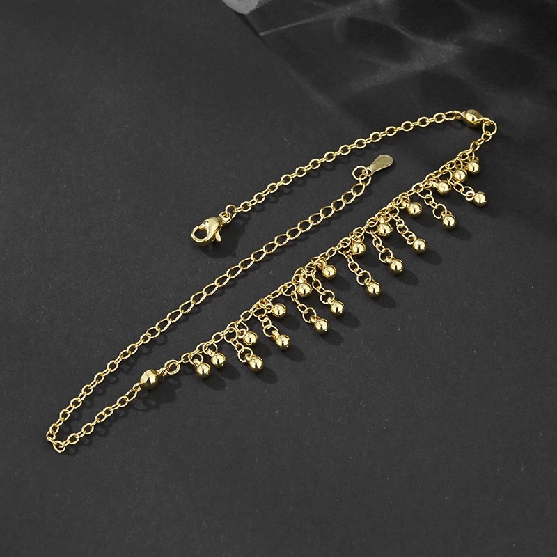 925 Sterling Silver Round Bead – Beaded Anklet Chain recenzja i cena