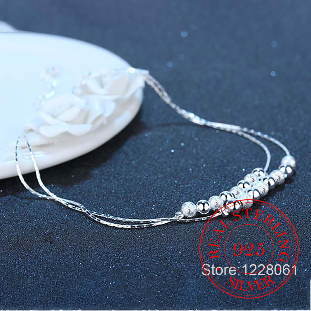 925 Silver Double Layer Beaded – Beaded Anklet Chain recenzja i cena