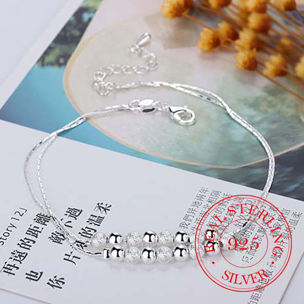 925 Silver Double Layer Beaded – Beaded Anklet Chain recenzja i cena