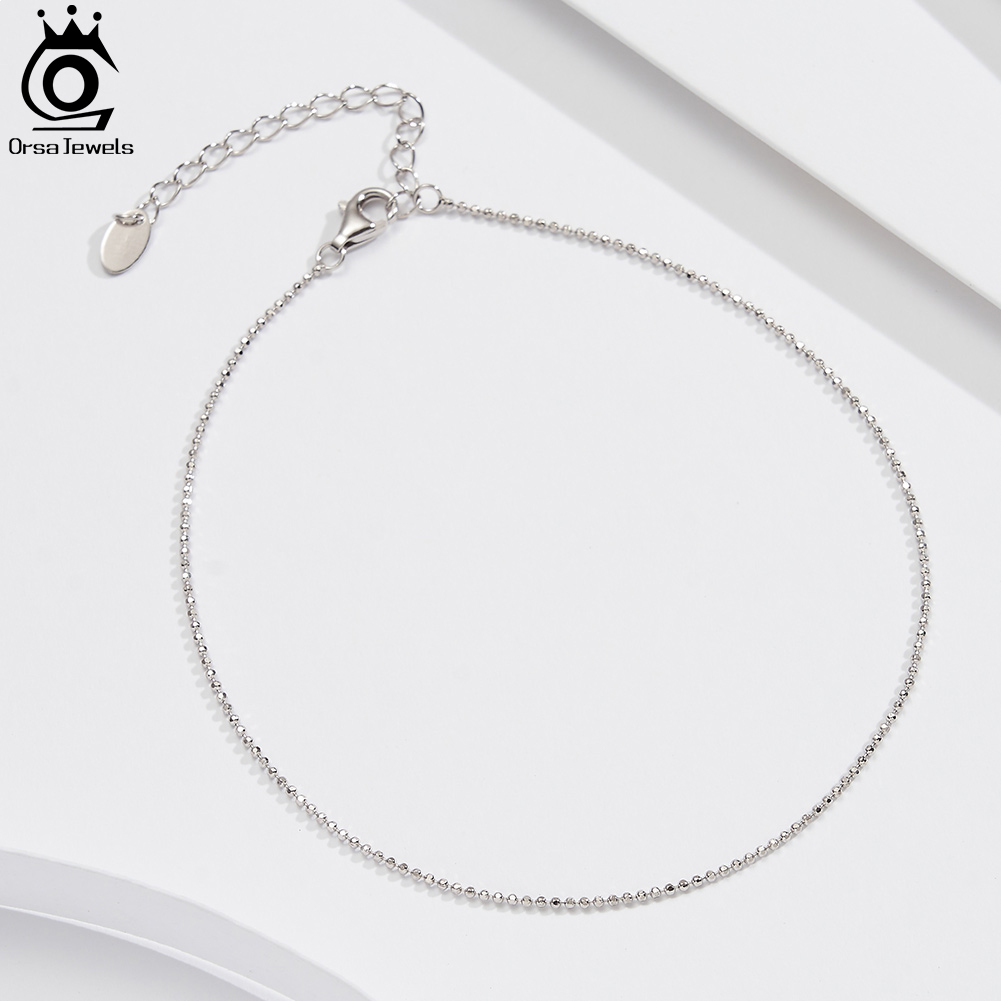 ORSA JEWELS 925 Sterling Silve – Beaded Anklet Chain recenzja i cena