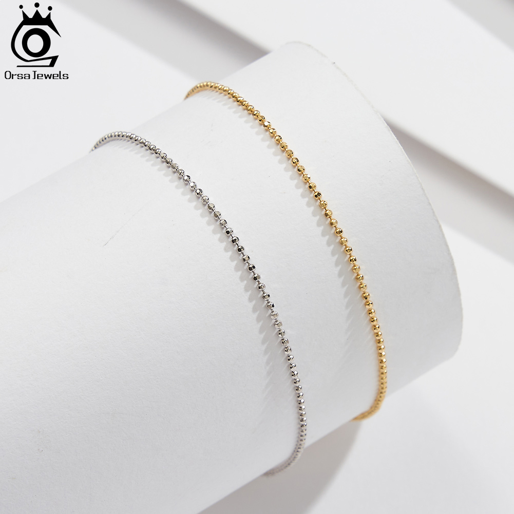 ORSA JEWELS 925 Sterling Silve – Beaded Anklet Chain recenzja i cena