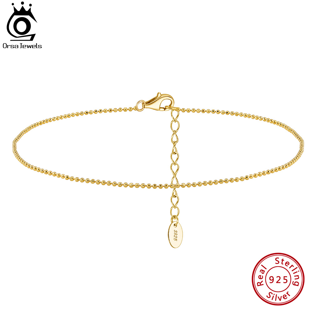 ORSA JEWELS 925 Sterling Silve – Beaded Anklet Chain recenzja i cena