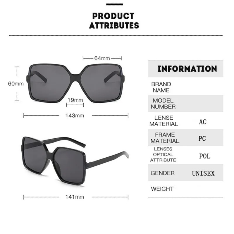 1/3pcs New Fashion Oversized S – Sunglasses Oversized Square recenzja i cena
