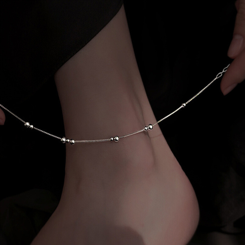 925 Sterling Silver Geometric  – Beaded Anklet Chain recenzja i cena