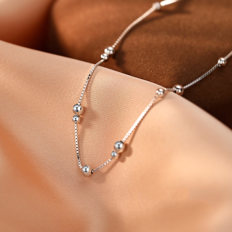925 Sterling Silver Geometric  – Beaded Anklet Chain recenzja i cena